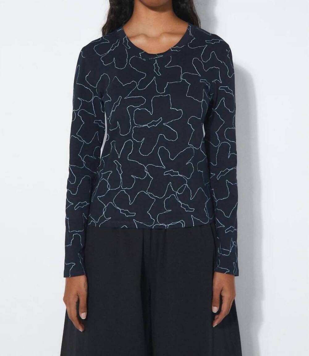 NEW RITA ROW elif knit t-shirt in flowers navy/white